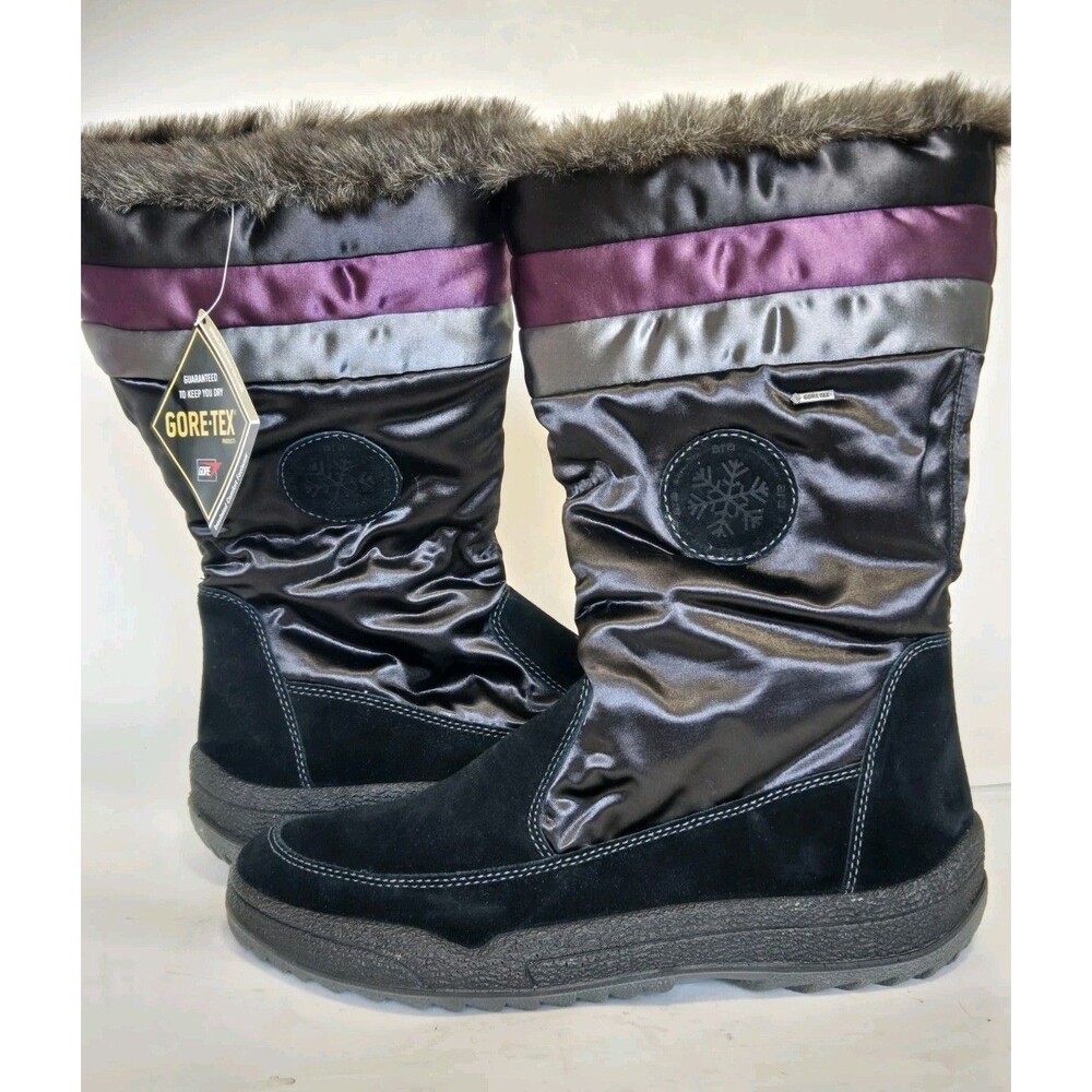 Ara Boots Womens Sz 8.5 Black‎ Fur Gore-Tex Bootie Ski Hiking NWT